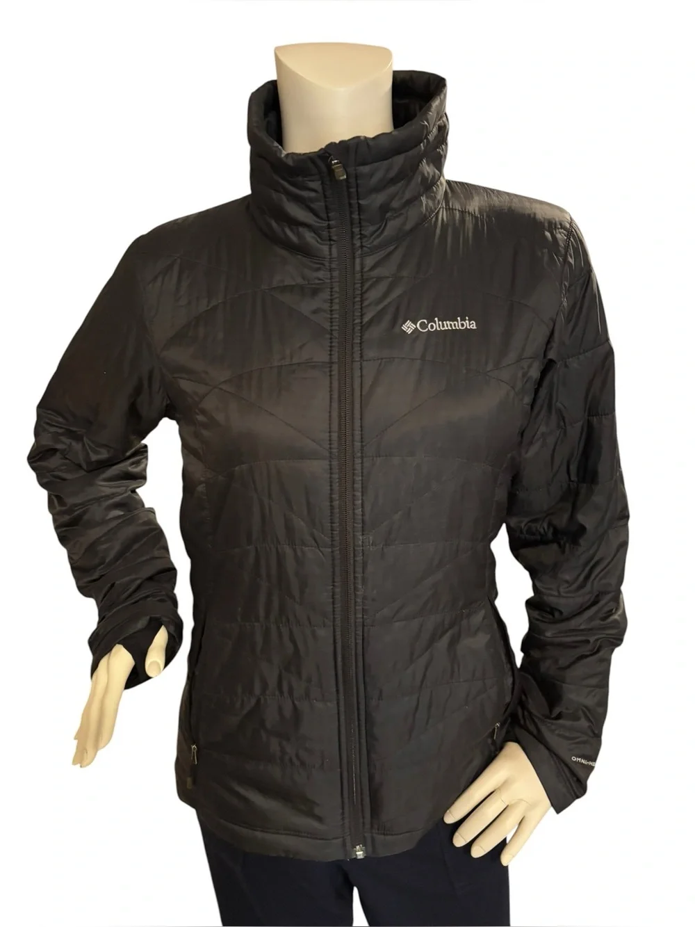 Columbia Black Women's Packable Omni Heat Puffer Jacket, Medium